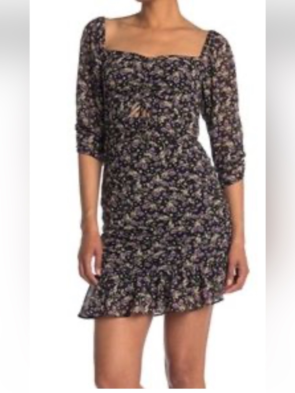 Astr Mini Dress Floral Print cottage core women’s Small ,puff sleeves